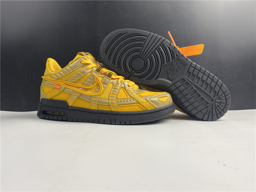 from OFF-WHITE x Nike Air Rubber Dunk “University Gold” CU6015-100
