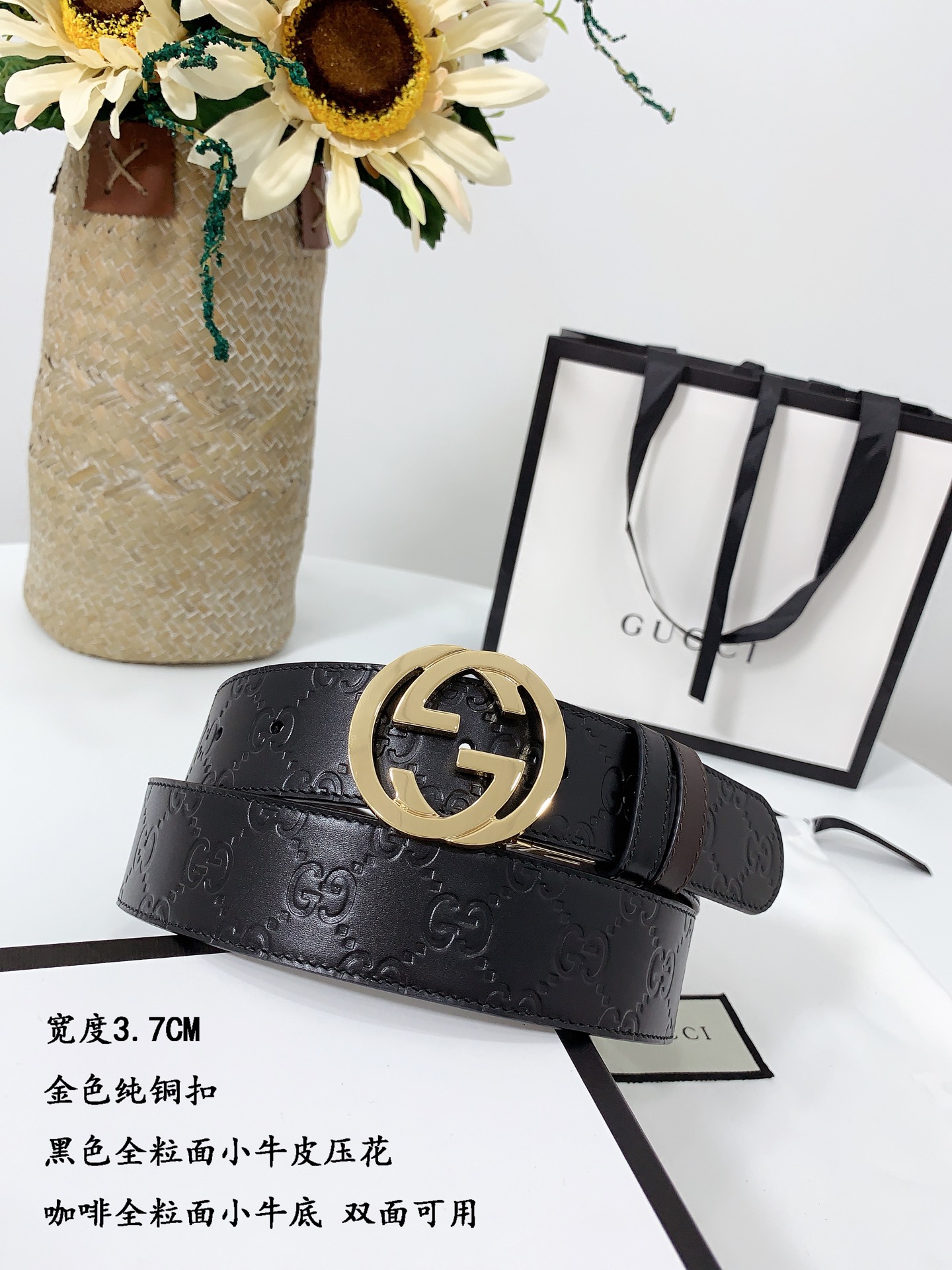 G*ucci Belts Top Quality 37MM